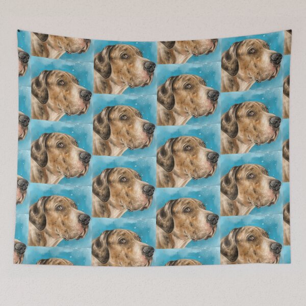 Item preview, Painting of a Brown Great Dane on a Light Blue Background designed and sold by ibadishi.