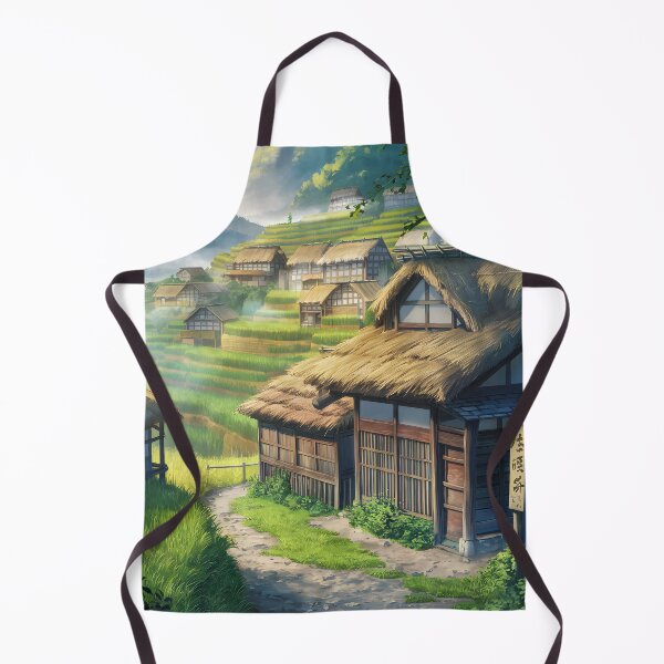 Item preview, A serene village nestles amid lush, green terraced rice fields design designed and sold by aishatabubakarx.