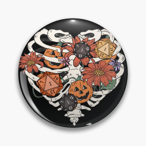 Item preview, DND HALLOWEEN: Spooky floral rib cage and nat one dice designed and sold by DungeonAtelier.