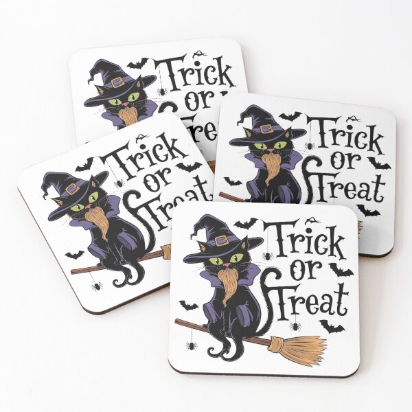 Item preview, "Trick or Treat" Halloween Black Cat on a Broomstick designed and sold by LostForSpace.