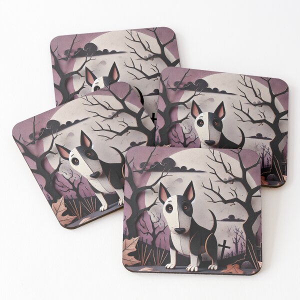 Item preview, Spooky Bull Terrier in Halloween Landscape designed and sold by Kenny8716.