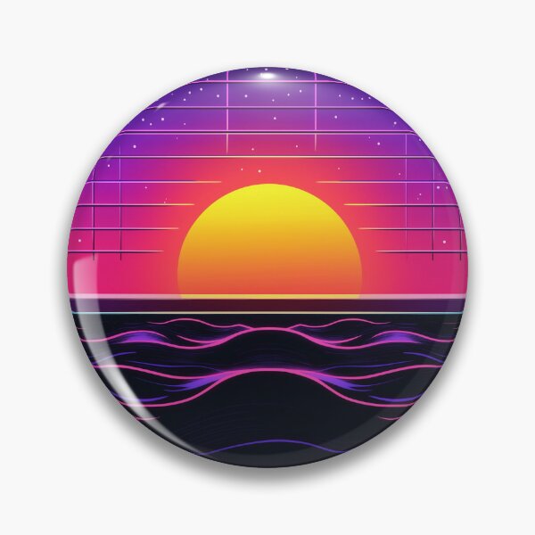 Item preview, Vaporwave Sunset with Neon Ocean Waves Sticker designed and sold by Liseri.