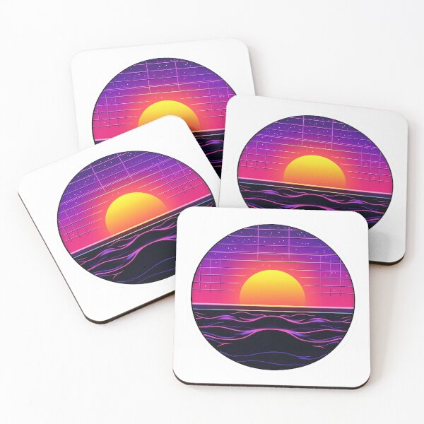 Item preview, Vaporwave Sunset with Neon Ocean Waves Sticker designed and sold by Liseri.