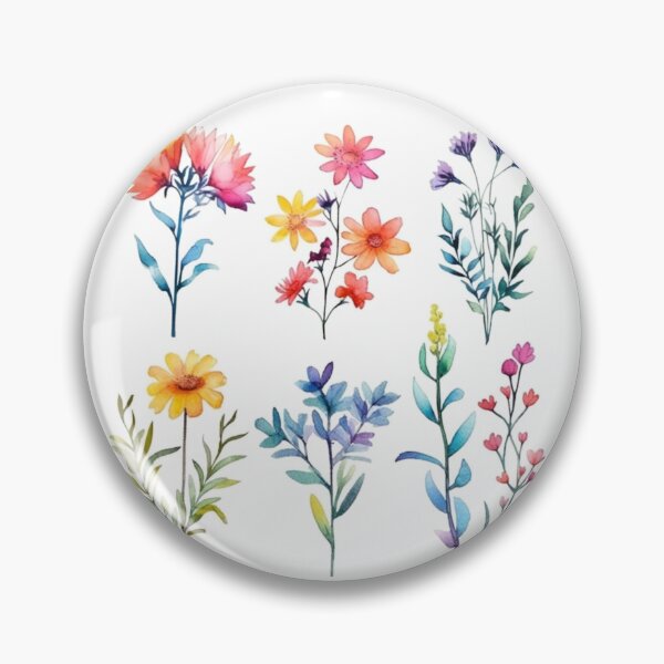 Item preview, Watercolor wildflowers on a white background designed and sold by mind-coloring.