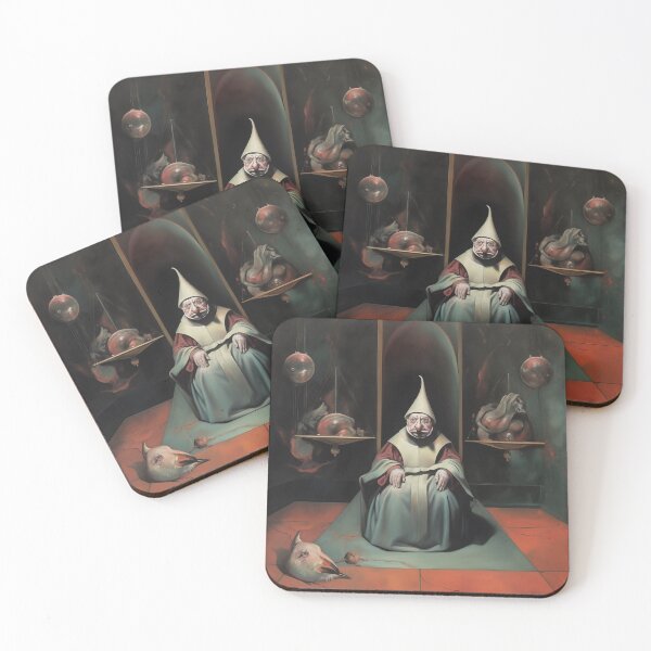 Item preview, Surreal Monk with Distorted Figures in Gothic Chamber designed and sold by landletsy.