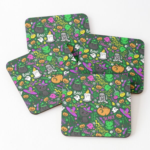 Item preview, Cute Halloween Pattern Color Green Background designed and sold by Jessica Erin.
