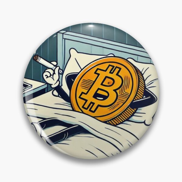 Item preview, Smoking Bitcoin Relaxing in Bed | Funny Cryptocurrency Cartoon  designed and sold by mkzmerch.