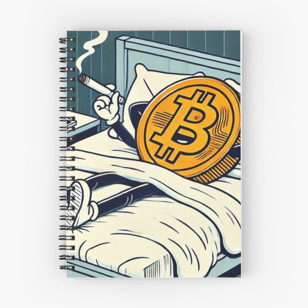 Item preview, Smoking Bitcoin Relaxing in Bed | Funny Cryptocurrency Cartoon  designed and sold by mkzmerch.