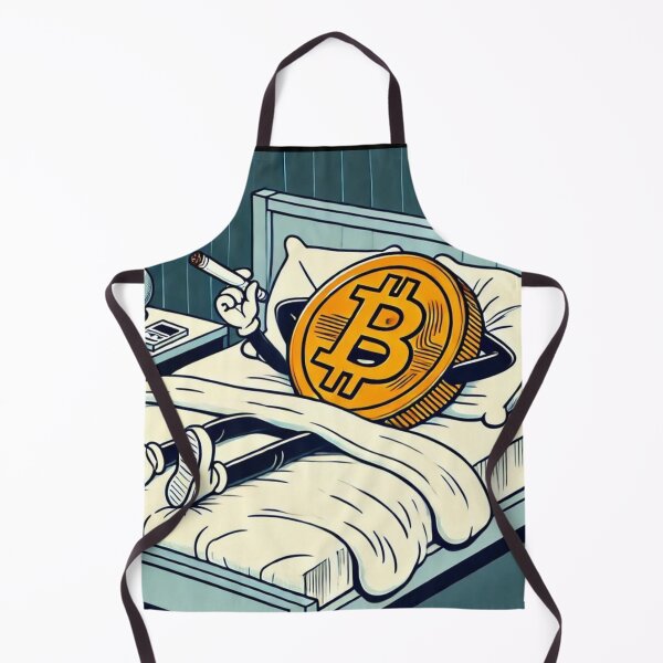 Item preview, Smoking Bitcoin Relaxing in Bed | Funny Cryptocurrency Cartoon designed and sold by mkzmerch.