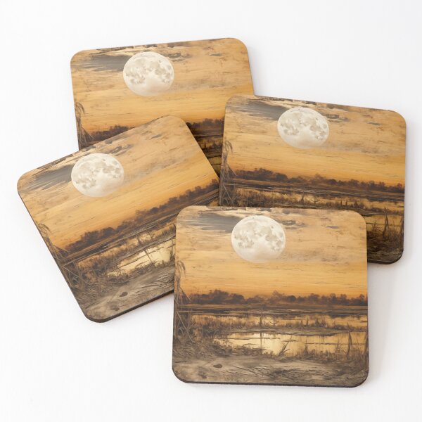 Item preview, Golden Moonlit Swamp Landscape with Reflections designed and sold by landletsy.