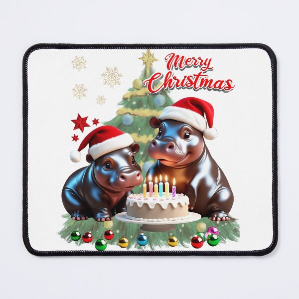 Item preview, Christmas Hippos with Cake Clipart, Merry Christmas designed and sold by CreativebyTKK.