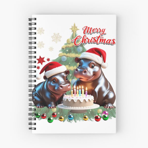 Item preview, Christmas Hippos with Cake Clipart, Merry Christmas designed and sold by CreativebyTKK.