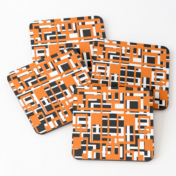 Item preview, Geometric Shapes Pattern Orange White Black Background designed and sold by taiche.