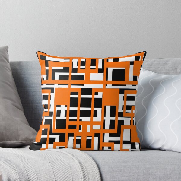Item preview, Geometric Shapes Pattern Orange White Black Background designed and sold by taiche.