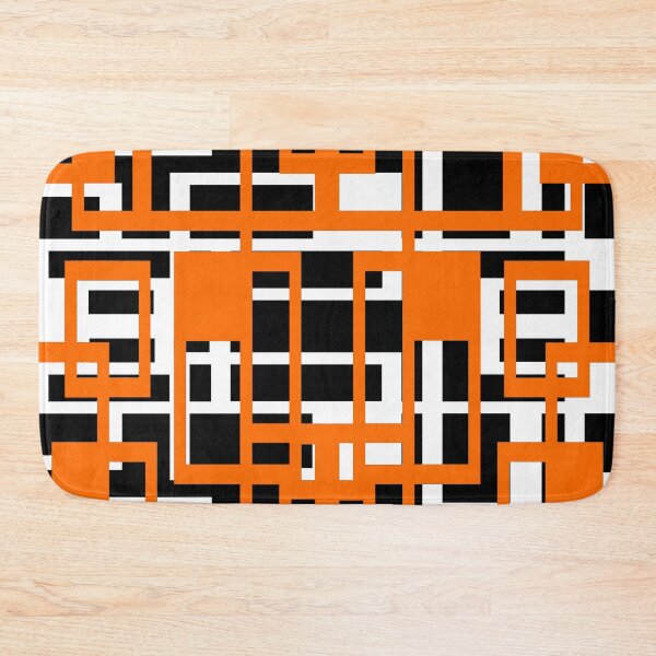 Item preview, Geometric Shapes Pattern Orange White Black Background designed and sold by taiche.