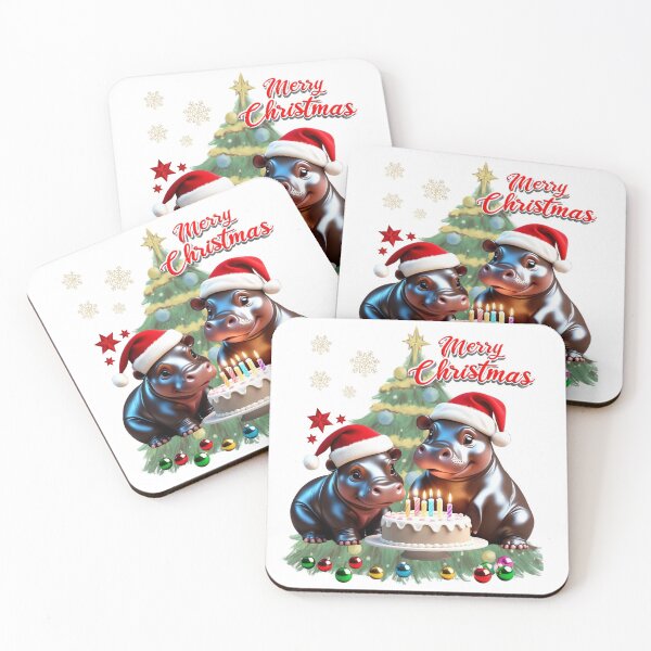 Item preview, Christmas Hippos with Cake Clipart, Merry Christmas designed and sold by CreativebyTKK.