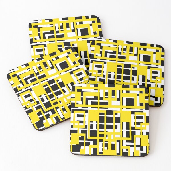Item preview, Geometric Shapes Pattern Yellow White Black Background designed and sold by taiche.