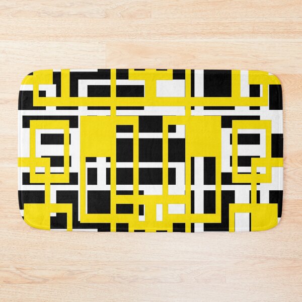 Item preview, Geometric Shapes Pattern Yellow White Black Background designed and sold by taiche.