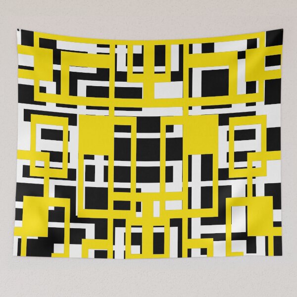Item preview, Geometric Shapes Pattern Yellow White Black Background designed and sold by taiche.
