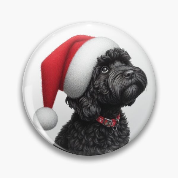 Item preview, Cute Black Christmas Cockapoo, Cute Black Christmas Cavapoo, Christmas Dog  designed and sold by LittleRedDogArt.