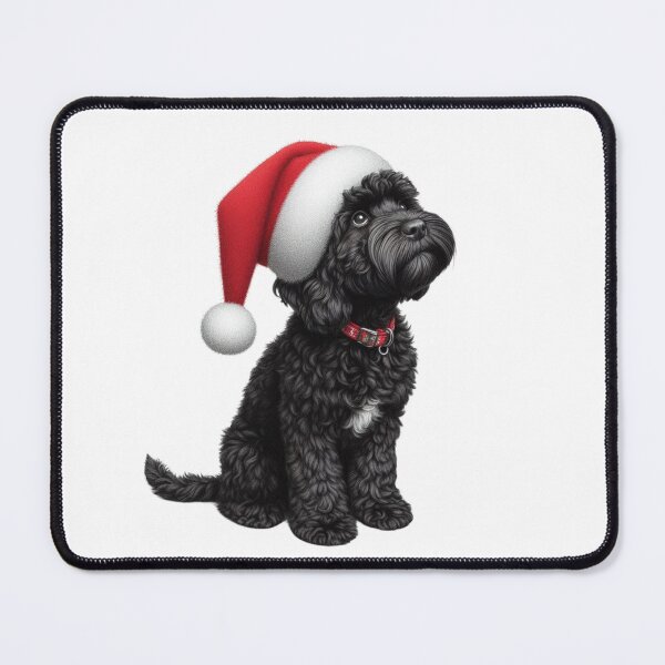 Item preview, Cute Black Christmas Cockapoo, Cute Black Christmas Cavapoo, Christmas Dog  designed and sold by LittleRedDogArt.