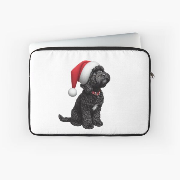 Item preview, Cute Black Christmas Cockapoo, Cute Black Christmas Cavapoo, Christmas Dog  designed and sold by LittleRedDogArt.