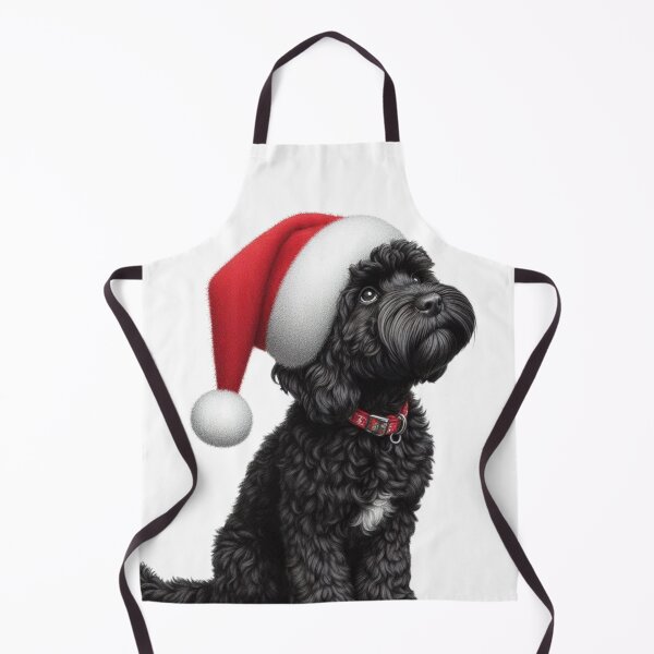 Item preview, Cute Black Christmas Cockapoo, Cute Black Christmas Cavapoo, Christmas Dog  designed and sold by LittleRedDogArt.
