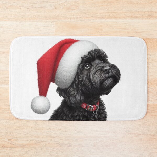 Item preview, Cute Black Christmas Cockapoo, Cute Black Christmas Cavapoo, Christmas Dog  designed and sold by LittleRedDogArt.
