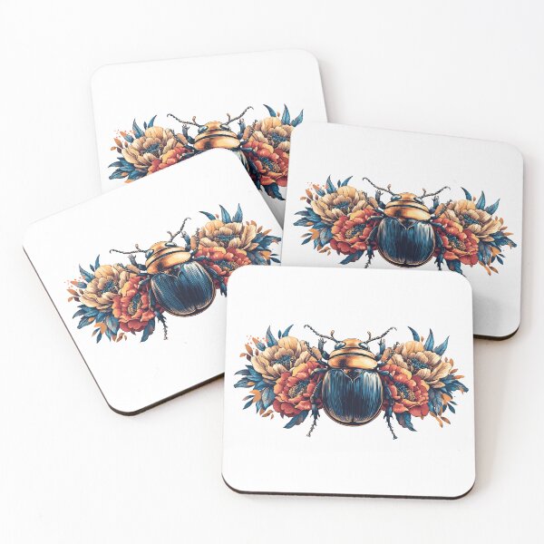 Item preview, Scarab beetle surrounded by colorful flowers designed and sold by shafranietz.