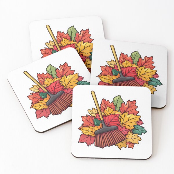 Item preview, Autumn Raking Sticker with Colorful Fall Leaves and Rake designed and sold by Liseri.