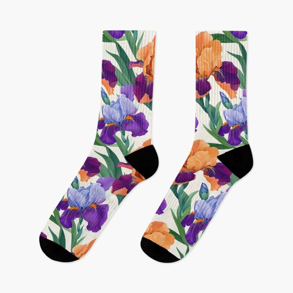 Item preview, Vibrant Iris Flowers in Violet and Orange designed and sold by Floralhomes.