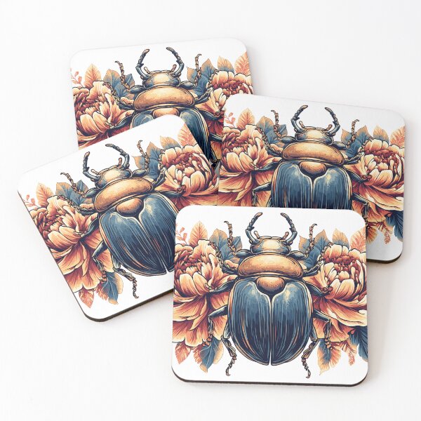 Item preview, scarab beetle surrounded by colorful flowers designed and sold by shafranietz.