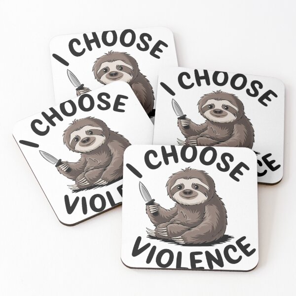 Item preview, I Choose Violence Funny sloths holding knife designed and sold by tutoo clothes.