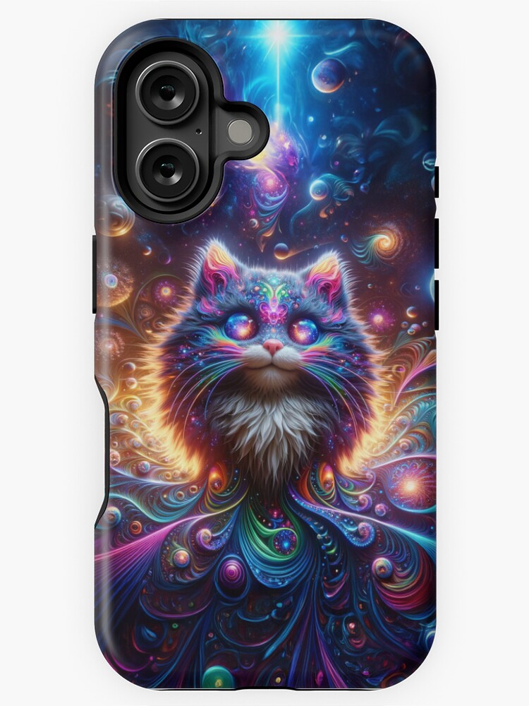 Thumbnail 1 of 4, iPhone Case, Cosmic Feline Whimsy designed and sold by thomasdatt.