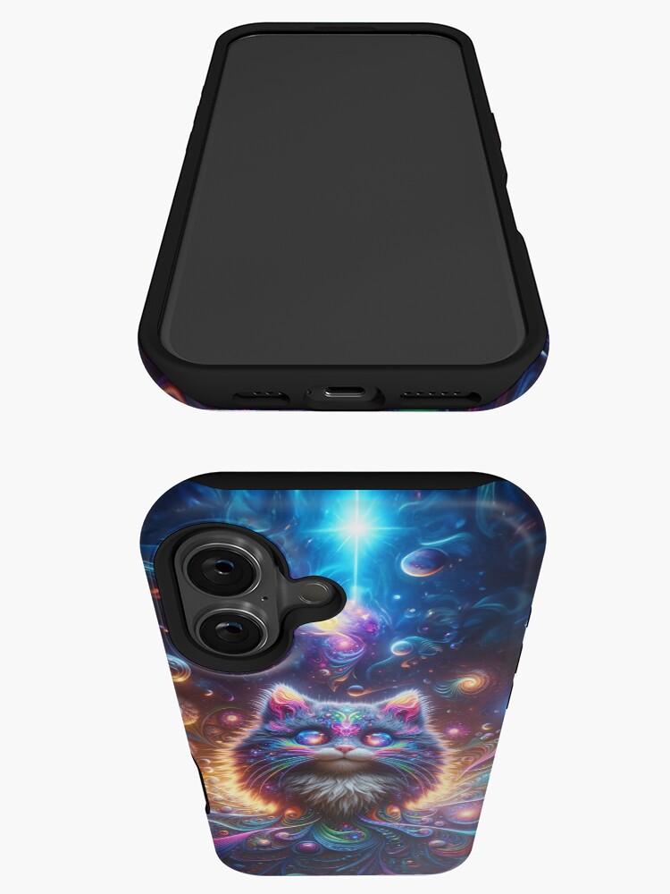 Thumbnail 3 of 4, iPhone Case, Cosmic Feline Whimsy designed and sold by thomasdatt.
