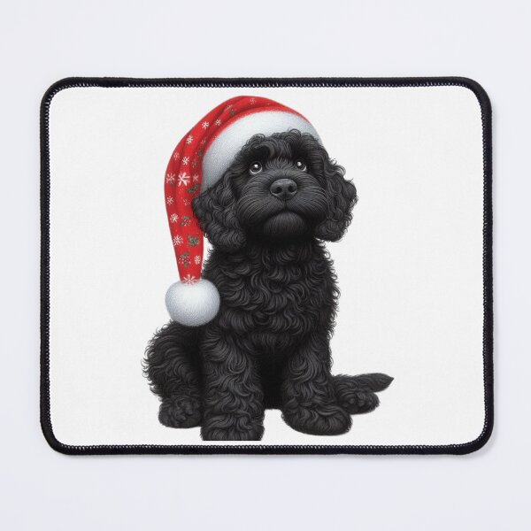 Item preview, Cute Black Christmas Cockapoo, Cute Black Christmas Cavapoo, Christmas Dog  designed and sold by LittleRedDogArt.