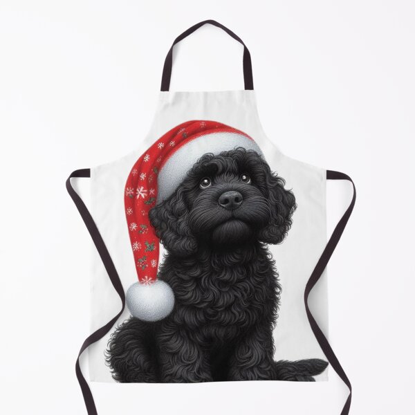 Item preview, Cute Black Christmas Cockapoo, Cute Black Christmas Cavapoo, Christmas Dog  designed and sold by LittleRedDogArt.