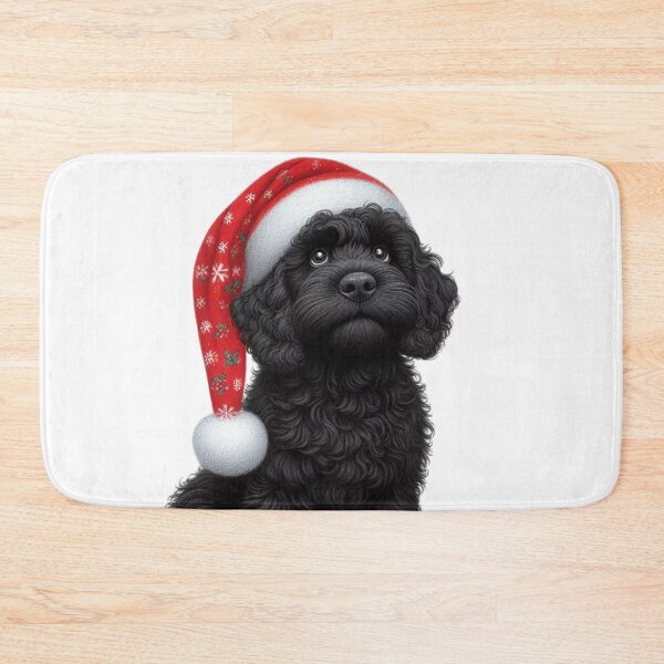 Item preview, Cute Black Christmas Cockapoo, Cute Black Christmas Cavapoo, Christmas Dog  designed and sold by LittleRedDogArt.