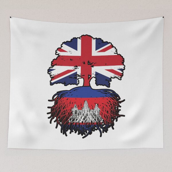 Item preview, Cambodia Cambodian British UK Tree Roots Flag designed and sold by FlagX.