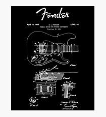 Fender Guitar Tremolo Patent White Photographic Print