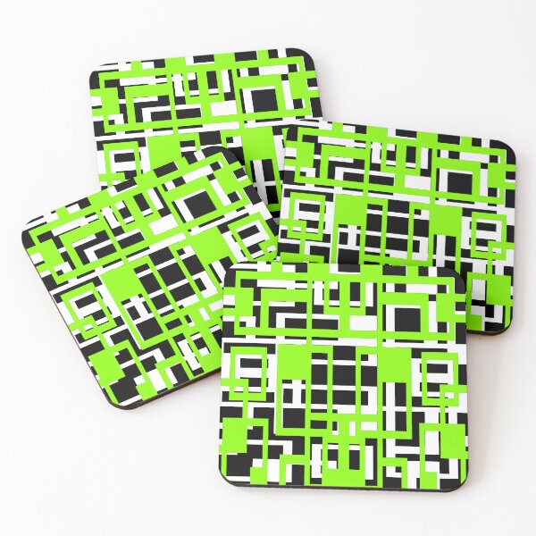 Item preview, Geometric Shapes Pattern Lime-Green White Black Background designed and sold by taiche.