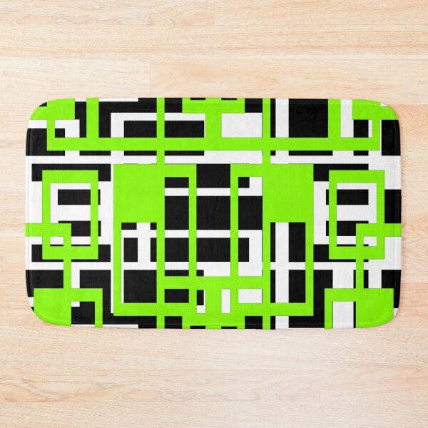 Item preview, Geometric Shapes Pattern Lime-Green White Black Background designed and sold by taiche.