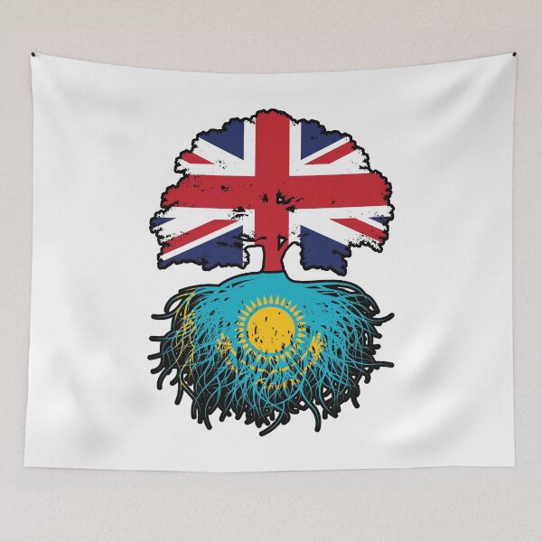 Item preview, Kazakhstan Kazakh British UK Tree Roots Flag designed and sold by FlagX.
