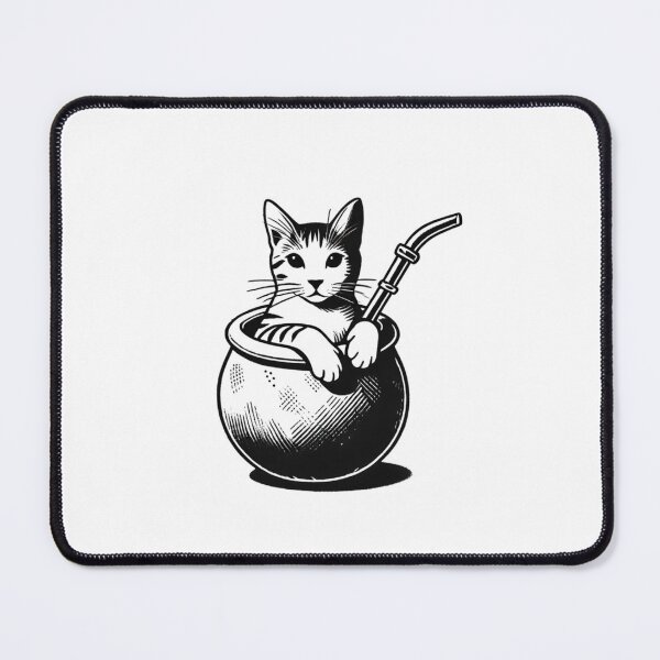 Item preview, cat sitting inside yerba mate gourd designed and sold by Domiska.
