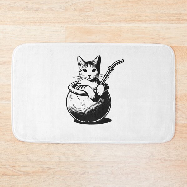 Item preview, cat sitting inside yerba mate gourd designed and sold by Domiska.