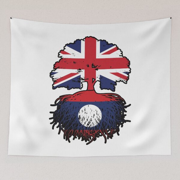 Item preview, Laos Laotian British UK Tree Roots Flag designed and sold by FlagX.