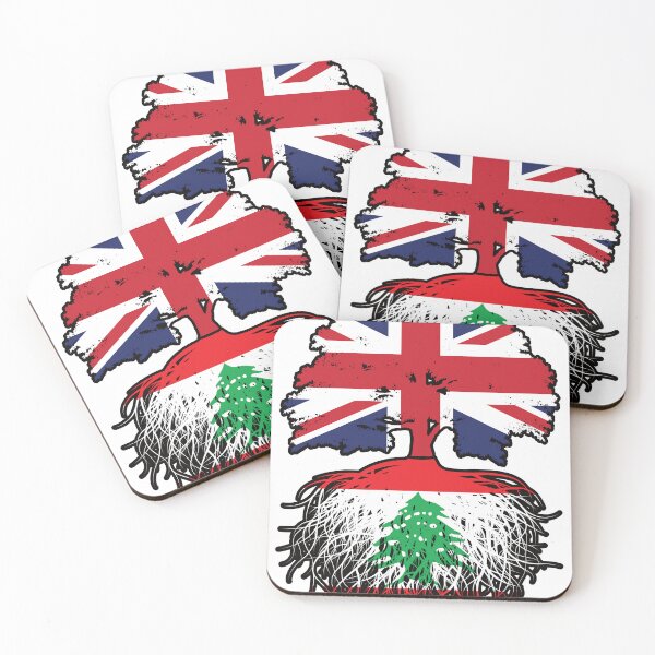 Aperçu de l'œuvre Drapeau des racines des arbres du Liban, du Liban, de la Grande-Bretagne et du Royaume-Uni créée et vendue par FlagX.