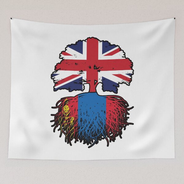 Item preview, Mongolia Mongolian British UK Tree Roots Flag designed and sold by FlagX.