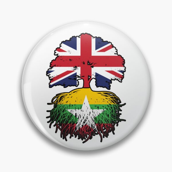 Item preview, Myanmar Burmese British UK Tree Roots Flag designed and sold by FlagX.
