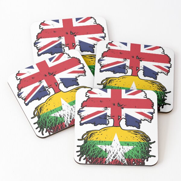 Item preview, Myanmar Burmese British UK Tree Roots Flag designed and sold by FlagX.
